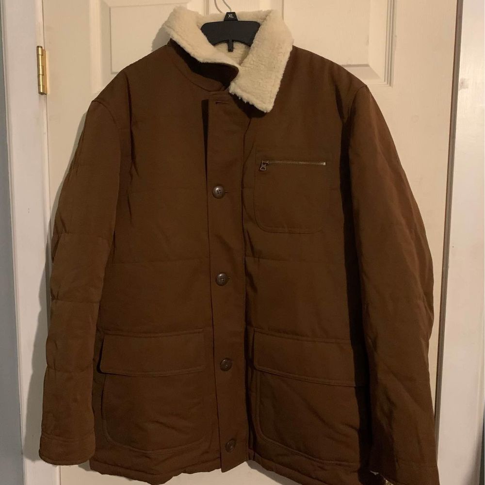Men's Lands' End Sherpa Lined Barn Coat Mochachino XL (46-48)